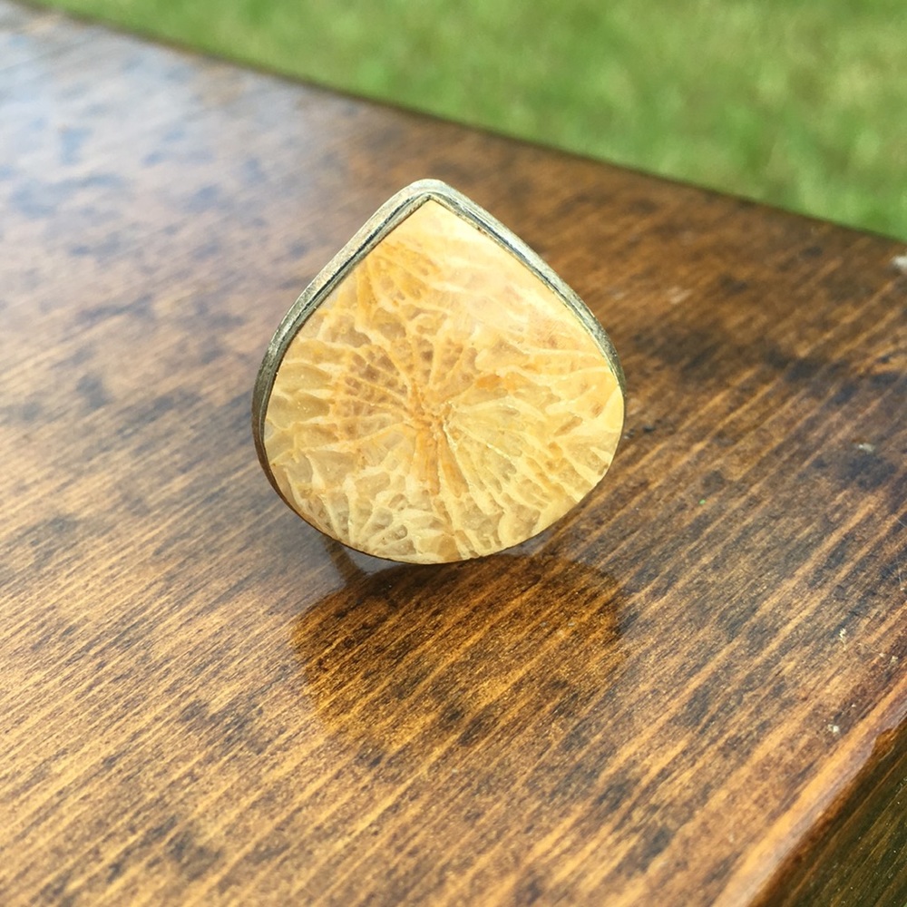 Coral Fossil Ring